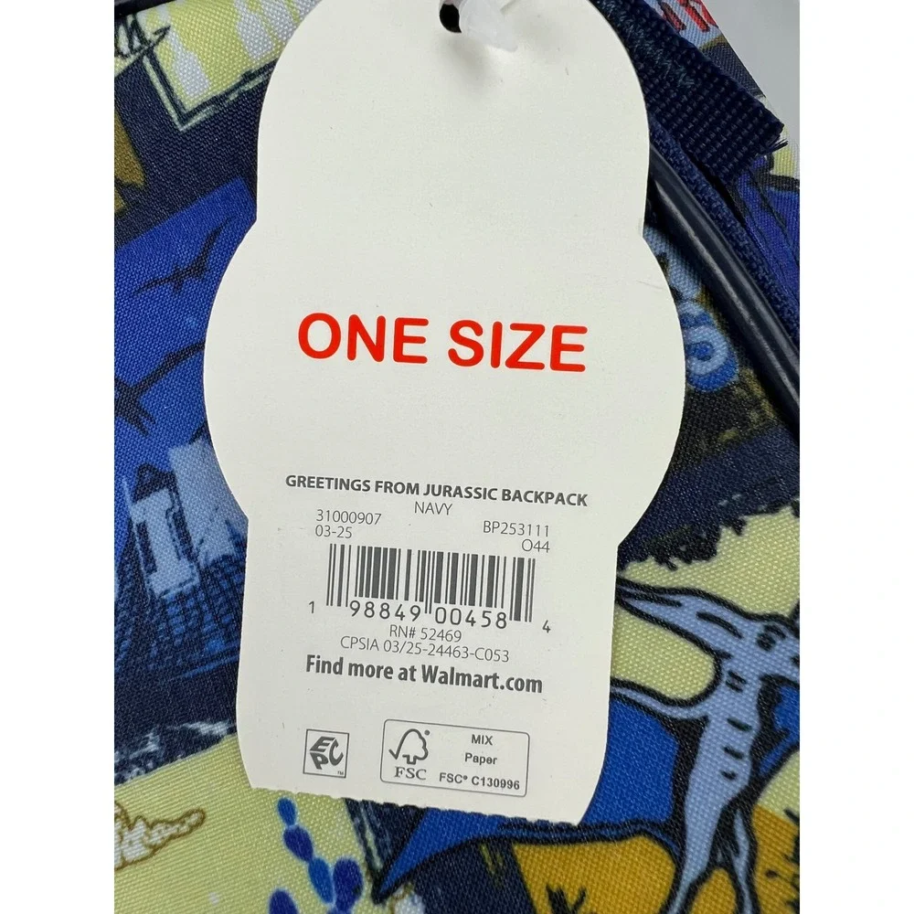 Wonder Nation Backpack Kids One Size Greetings From Jurassic Navy Dinosaur NWT